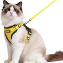 rabbitgoo Cat Harness and Leash for Walking, Escape Proof Soft Adjustable Vest Harnesses for Cats, Easy Control Breathable Reflective Strips Jacket, Yellow, Medium