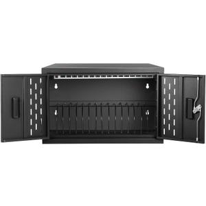 AQNIEGEP 16-Device Charging Station for Laptops/Tablets, Wall-Mount Charging Cabinet for Chromebooks/Laptop Computers, Laptop & Tablet Storage Carts for Classroom/Library/Office/Lockable, Black