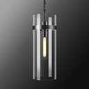 Modern Large Glass Kitchen Island Pendant Light,Black 6'' Clear Adjustable Island Pendant Lights,1 Light Indoor Pendant Light, for Kitchen Dining Bathroom Bedroom,Included 2 Bulb