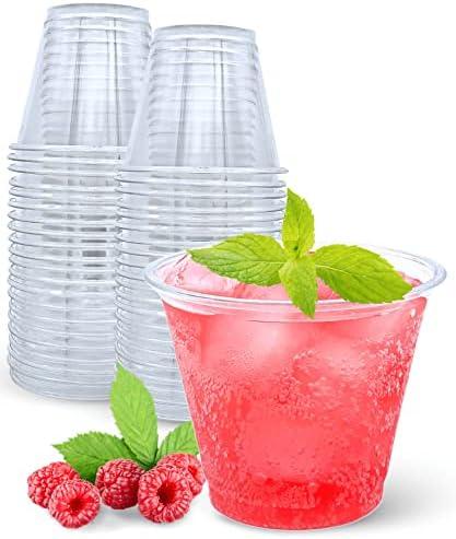 Pack of 2 Aatriet 9 oz Clear Plastic Cups, 50 Pack Classic Clear Disposable  Cups for Wedding & Party, Elegant Cocktail Cup, Plastic Tumblers for Iced Coffee, Cold Beverage