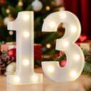 LED Marquee Number 13 Light, 13th Birthday Letter Lights for Girls Boys, Warm White Small Lighted 13 Number Sign for Anniversary, Birthday Party Gifts, Home Decor