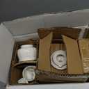 GuangYang 15-pcs Porcelain Tea sets for Adults, Off White Embossed Pattern with Gold Trim (A set Included 1 Teapot, 1 Sugar Bowl, 1 Cream Pitcher, 6 Cups and 6 Saucers), 7 Ounce, 200 ml