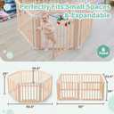 Foldable Wooden Playpen-51x51x25in-Large Baby Gate Playpen with Child-Proof Lock-Easy Assembly, Portable Design for Babies & Toddlers- Shape& Size Adjustable Baby Fence Play Area (Wood, 6 Panel)