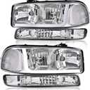 G-PLUS LED Headlights Assembly Fit GMC Sierra 1500HD 2500HD 3500 1999-2007/Fit GMC Yukon XL 1500 2500 1999-2006,Headlamps Clear Lens Chrome Housing Clear Reflector,faros delanteros