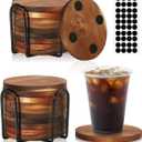 20 Pcs Wood Coasters with Holder, Wooden Coasters for Drinks Absorbent, Drink Coasters for Coffee Table, Modern Home Decor, Coaster Set for Table Protection, Office, Bar