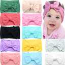 CLLOT Super Stretchy Soft Knot Headbands with Hair Bows Head Wrap Hair Accessories For Newborn Baby Girls Infant Toddlers Kids