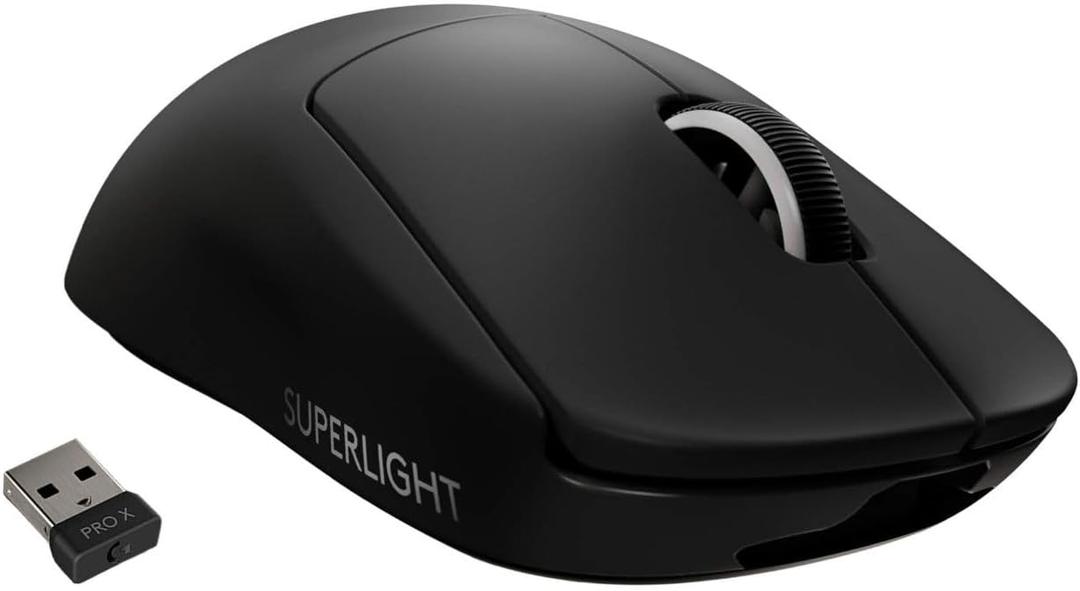 Logitech G PRO X Superlight Wireless Gaming Mouse, Ultra-Lightweight, Hero 25K Sensor, 25,600 DPI, 5 Programmable Buttons, Long Battery Life, Compatible with PC/Mac - Black