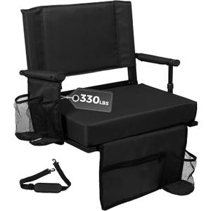 Stadium Seat with Back Support, Bleacher Chair with Back & Cushion, 18.7 x 12 x 17 inches