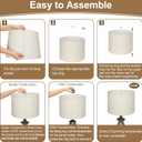 Beige Drum Lamp Shade, 13" Top x 13" Bottom x 10" High, Two Different Top Rings (Spider and UNO Fitter), Lamp Shade for Table Lamps Floor Lamps, Natural Linen Lampshade Replacement, Assembly Required