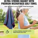Stripebird - Magnetic Golf Towel (Blue) - Microfiber Golf Towel with Built-in Ultra-Strong Neodymium Magnetic Towel - 18" x 18" Golf Bag Towel