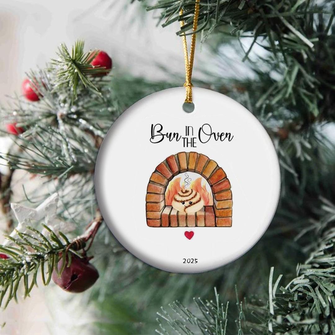 Bun in The Oven Christmas Ornament 2025  We're Expecting Pregnancy Announcement Holiday Keepsake for Parents-to-Be (T11)
