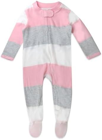HonestBaby Sleep & Play Footed One-Piece Pajama Sleeper 100% Organic Cotton, Baby Girls 0-3M