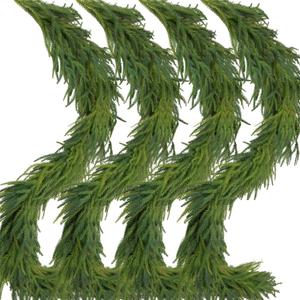 4 Pcs Artificial Norfolk Pine Garlands Christmas, 6 FT Dense Real Touch Winter Pine Garland Ornament, Green Artificial Greenery Garland for Table, Mantle, Wall, Indoor, Outdoor Christmas Decorations