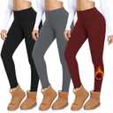 MOREFEEL 3 Pack Thermal Fleece Lined Leggings Women,High Waisted Tummy Control Warm Winter Yoga Workout Thick Pants S/M 
