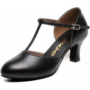 Womens T-Strap Latin Salsa Ballroom Dance Heels Black Character Shoes Prom Wedding Dress Pumps (8)