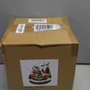 Vipush Christmas Village House Decorations Resin Train Set with Flying Santa Home Decor Indoor Building Figurines Revolving Train with LED Light and 8 Christmas Music for Kids