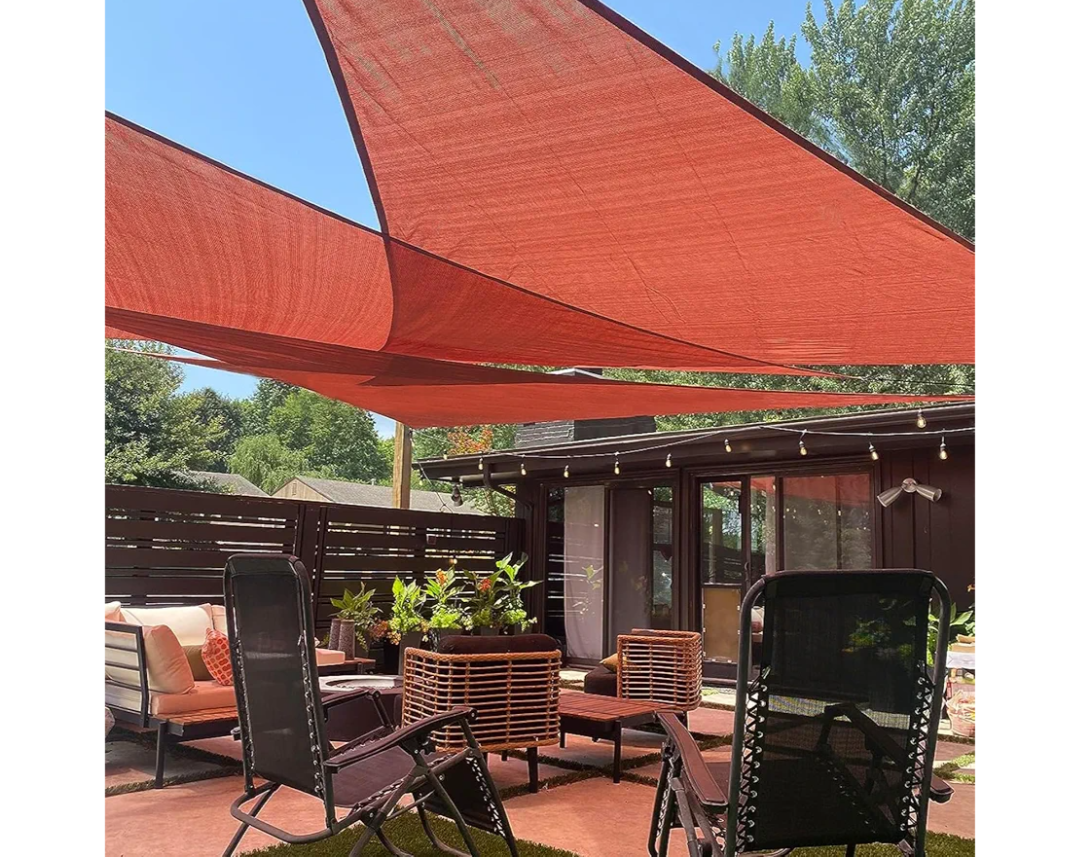 LOVE STORY 16' x 16' x 16' Triangle Sun Shade Sail Canopy Sunshade for Outdoor Patio Garden Backyard, Terra Red