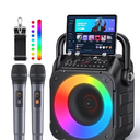 Karaoke Machine, Portable Bluetooth Speaker with 2 Wireless Microphones for Adults & Kids with Lights, Karaoke Microphone with PA System Supports USB/TF/FM/AUX for Home Party Home System Packages