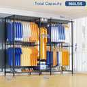 Ulif E12 Pro Clothes RackHeavy Duty Freestanding Garment Rack with ShelvesMetal Clothing Closet Storage System for Hanging Clothes71" W x 16" D x 76.5" H, Hold 960 lbsBlack