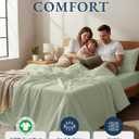 LANE LINEN 100% Organic Cotton King Bed Sheet Set, Bedsheets 4Pc Soft Cooling Fully Elasticized Mercerised All Season Sustainably Produced Cotton Sheets King Size, Oeko Tex Sheets - Mineral