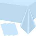 3Pcs Light Blue Tablecloths,Disposable Plastic Tablecloth,Waterproof Baby Blue Rectangle Table Cover for Graduation Birthdays Weddings Anniversary Party Decorations,54 x 108 Inch