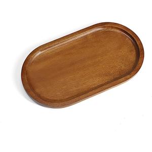 Small Wooden Tray (7.5 x 4.1 inch), Oval Mini Serving Tray for Coffee Tables, Dessert, Snack, Fruit, Acacia Wood Platter for Vegetable, Decor Restaurant
