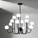 Modern Black Glass Globe Sputnik Chandeliers Light Fixture, 12 Light