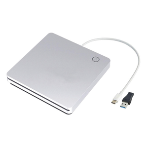 External USB C Slot in Smart Touch CD DVD Drive,USB 3.0 Portable CD/DVD +/-RW ROM Burner Player Writer Drive Compatible with Laptop Desktop MacBook Pro Air iMac Windows10-Silver
