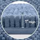 HOMEIDEAS 3 Pieces Bathroom Rugs, Ultra Soft Non Slip Absorbent Chenille Toilet Bath Mat Set (Grey Blue)