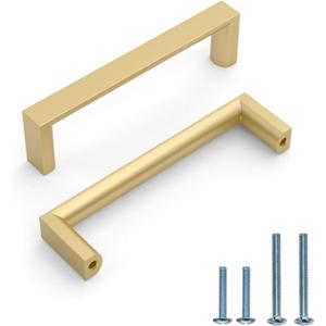 10 Pack 3.75 Inch(96mm) Kitchen Cabinet Handles Gold Cabinet Pulls Kitchen Cabinet Hardware Drawer Pulls for Cupboard Wardrobe