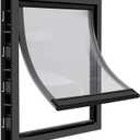 CEESC Large Dog Door with Soft Transparent Magnetic Flap and Snap-in Closing Panel, Premium PVC Plastic Pet Door for Large Dogs(XL,Black), XL- Inner size: 12.9" x 16.4"