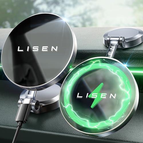 LISEN for Magsafe Car Charger Dashboard, 360° Rotatable Mag Safe Charger Car Mount iPhone 16 Pro Max, Ultra Magnetic Wireless Car Charger for Car Mount for iPhone 15 14 Pro Max, Black