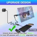 USB-C to AR Glasses with Adapter Hub for Switch 2/OLED/1, Steam Deck, ROG Ally, iPhone 15-17, Android Phones, Viture/RayNeo/Xreal - Support 100W PD Fast Charging, 4K@60Hz 2K/1080P@120Hz - Silver