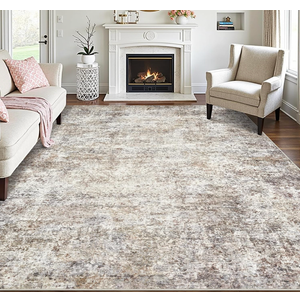 Area Rugs for Living Room: 9x12 Washable Neutral Abstract Rug for Bedroom Large Soft Modern Dining Room Rugs Indoor Floor Low Pile Carpet for Home Office Nursery - Brown Grey