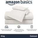 Amazon Basics 4 Piece Bed Sheets Set, 100% Cotton Jersey, Includes Super Soft, Flat and Fitted Sheets, Pillowcase, King, Oatmeal, Solid
