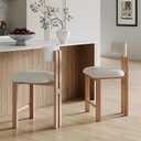 Christopher Knight Home Marin Modern Upholstered Counter Stool Set of 2, Armless Counter Height Bar Stool Set of 2 with Metal Frame, Fabric Bar Stool with Footrest for Kitchen Island, Natural+White