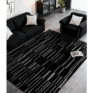 YIHOUSE 5x7 Abstract Striped Area Rug, Modern Washable Stain Resistant Rugs Non Slip, Soft Indoor Floor Carpet for Living Room, Bedroom,Dining Room, Black and White