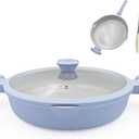 AIKENBBKK Ceramic Frying Pan Skillet Nonstick with Lid, 14 Inch Large Deep Saute Pan, Big Induction Pan Non Stick, 2-1 Cooking Cookware with Helper Handle,Family Size,Suitable for All Stoves,PFOA-Free
