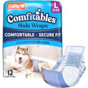 Hartz Comfitables Disposable Male Dog Wraps with Stretchy Waistband, Large 12 Count