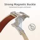 Leather Magnetic Bands Compatible with Apple Watch 11/10/9/8/7/6/5/4/3/2/1/SE/SE2/Ultra, Women Men Wristbands for iWatch 49mm/46mm/45mm/44mm/42mm/41mm/40mm/38mm (Beige+ Starlight Buckle)