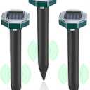 Mole Repellent Solar Powered, Ultrasonic Mole Deterrent Stakes, Sonic Spikes Repeller Snake Groundhog Vole Gopher Repellent for Lawns Garden Yard, 3 Pack