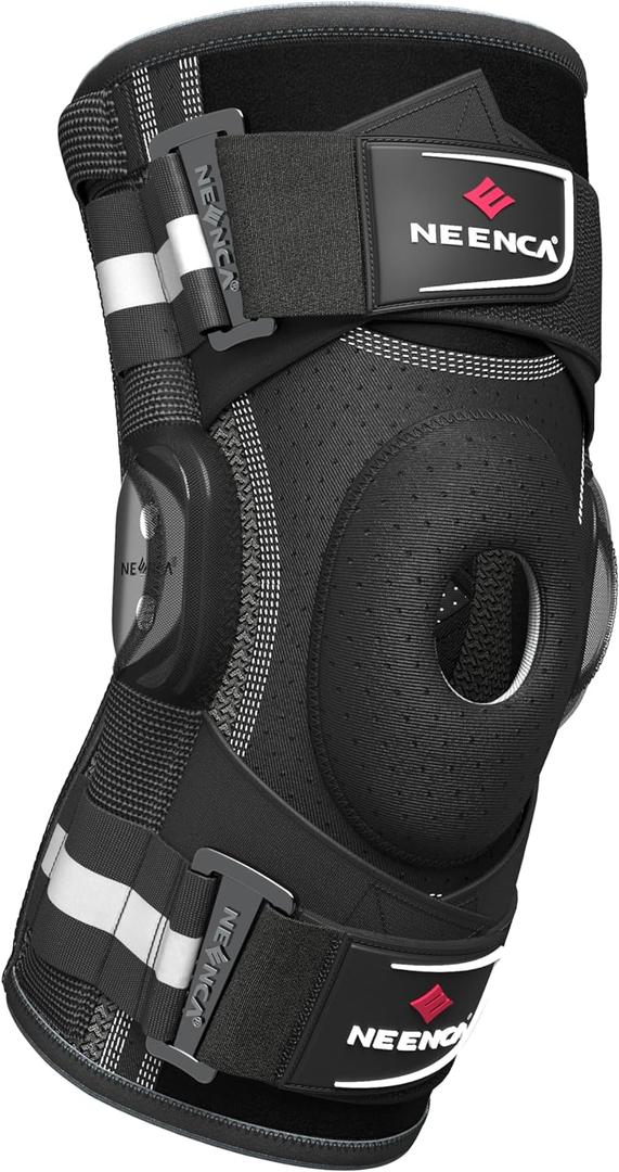 NEENCA Professional Knee Brace for Knee Pain, Hinged Knee Support with Patented X-Strap Fixing System, Medical for Pain Relief, Arthritis, Meniscus Tear, ACL, PCL, MCL, Runner, Sport -FSA/HSA Eligible (Large, Black - Single)