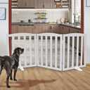Freestanding Dog Gate Indoor,Doggie Gate Foldable Pet Gates for Doorways, Stairs or Hallways, Wooden Grey Pet Gate for the House, Pet Fence with Support Feet Included,24 "Height-3 Panels