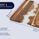 Comfify Visually Stunning Pearl White Resin + Acacia Wood Serving Tray - Modern 12x16 Serving Tray for Food, Breakfast in Bed, Coffee Table, Decor, Organization, Snacks, Patio, Lap Tray
