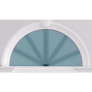 Myshade Arch Window Shades Half Circle Light Filtering Cellular Shades Cordless No Drill Blinds for Windows Half Moon Honeycomb Fabric No Tools Shades Easy Install (1PCS Blue 72" W X 36" H)