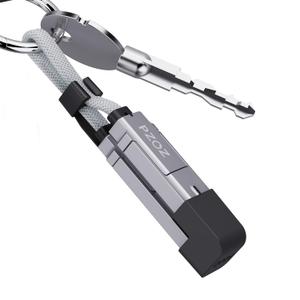 pzoz Portable Keychain Charger Short Cable with LED Display, 4-in-1 Multi USB C Fast Charging Combo Lightning/Type C/USB A/USBC Ports for iPhone iPad MacBook AirPods Samsung Google (140W, 7.3 inchs)