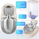 Automatic Cat Feeder and Water Dispenser with Stainless Steel Bowl Gravity Food Feeder and Waterer Set for Small Medium Dog Puppy Kitten 1 Gallon x 2(Beige)