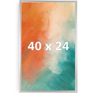 MorningRo Silver Snap Poster Frame 40 x 24 Inch Heavy Duty Aluminum with Clear Gloss Overlay with Mounting Hardware Includes 4 Mounting Screws and Drywall Anchors