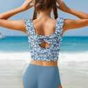 Girls Tankini Swimsuit 2 Piece Bathing Suit Twist Cross Back Cutout Swim Tank Top Floral Print Swimwear for 13-14Y
