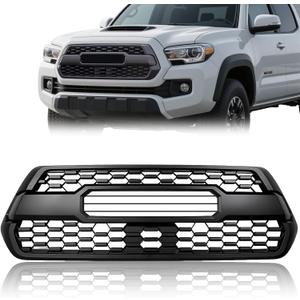 Front Grill Compatible with 2016-2023 Tacoma SR SR5 TRD Sport TRD Off-Road Front Hollow Grille with Letters ABS Plastic Matte Black (Matte Black Tacoma front grill)